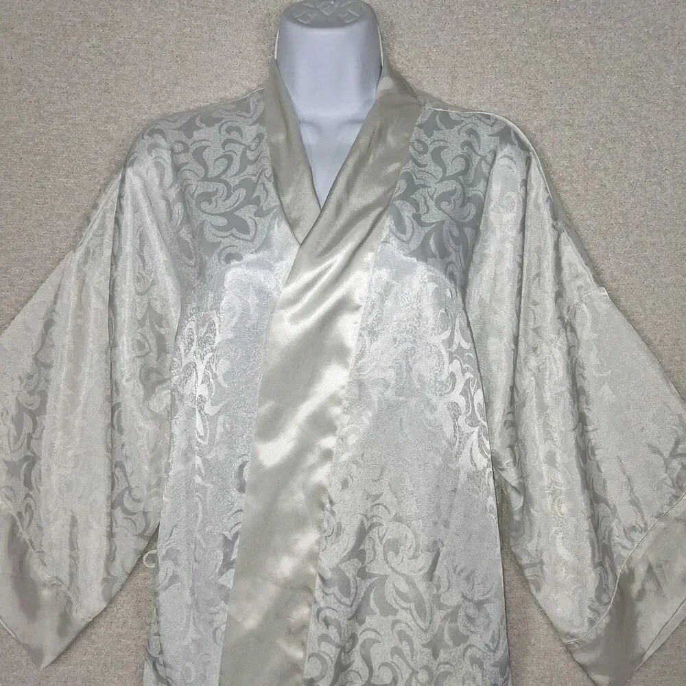 VTG Victoria's Secret Gold Label Satin Sz OS Damask Kimono Romantic Coquette